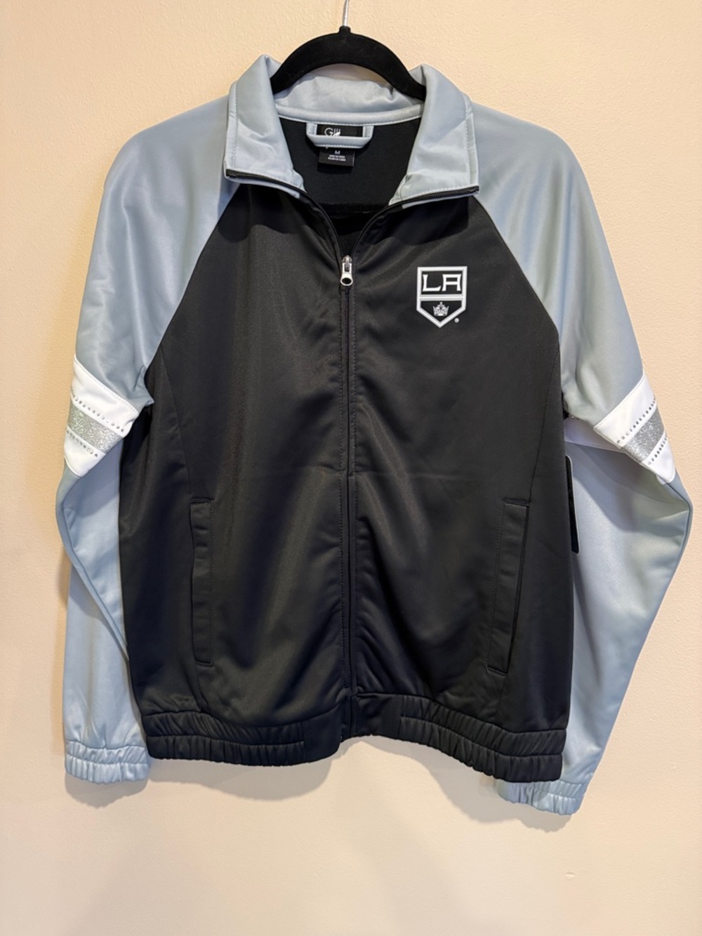 💜Los Angeles Kings Women’s Black & Light Gray Rhinestone Dazzled Full-Zip Jacket